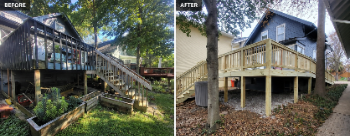 Complete wood deck rebuild — before condition